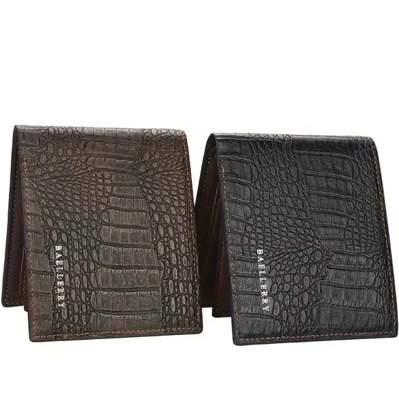 Men's Leather Wallet, Crocodile print. NWT - Picture 4 of 7